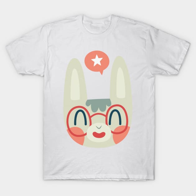 Cute Green Bunny Wearing Glasses T-Shirt by clairestamper